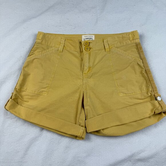 Anthropologie Sanctuary Mustard Roll-Up Shorts Size 25 - Picture 1 of 4